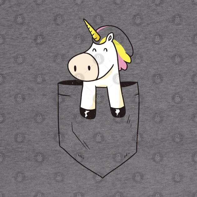 Cute Funny Happy  Unicorn In Pocket Artwork by Artistic muss